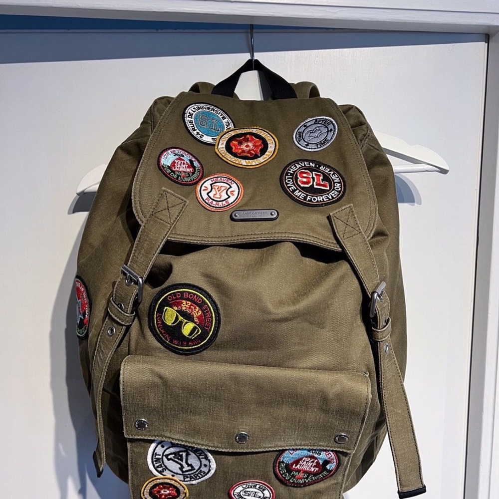 Olive Backpack with Patches